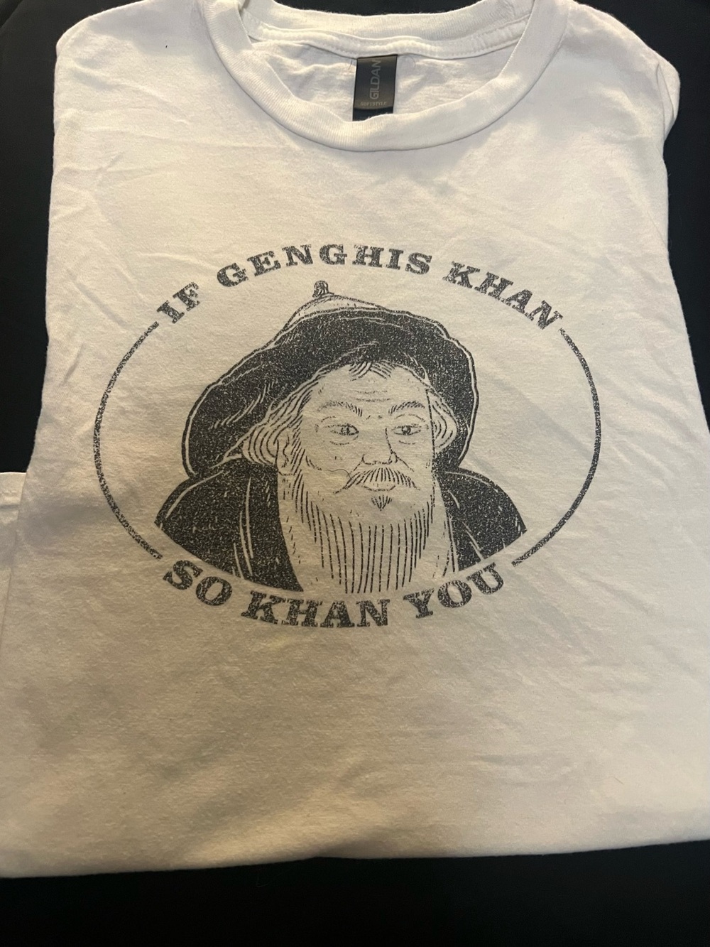 Gildan White Graphic Tee - 'If Genghis Khan' boys shirt.